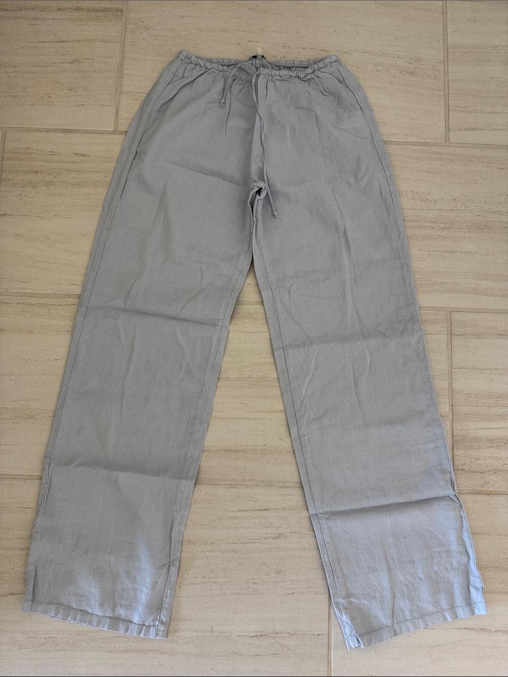 NWT Light Blue Drawstring Linen Pants